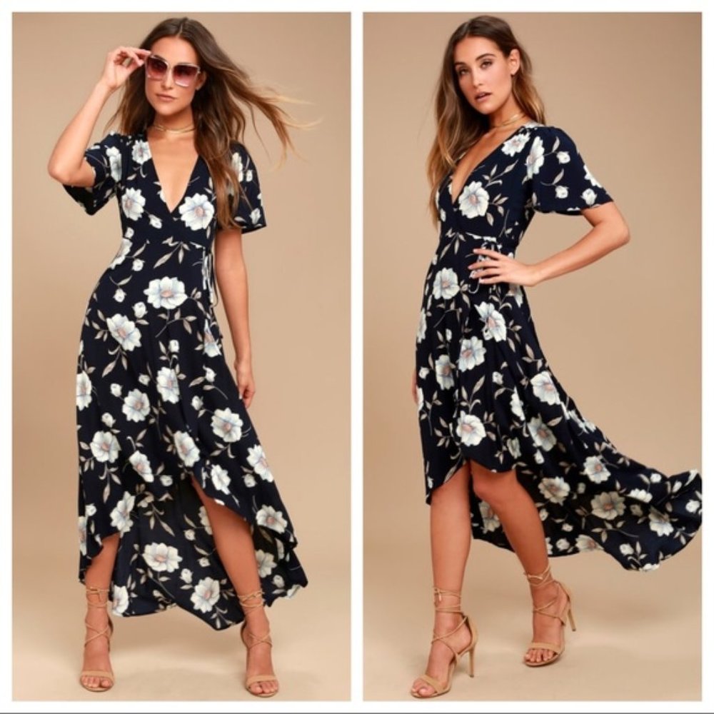 Lulu’s Lake Como High Low Floral Print Wrap Dress